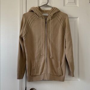 White Stag Women’s Cable Knit Zip Up Hoodie Cardigan Beige Size M